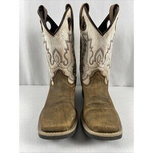 Cody James Boots Boys Size 1 Brown Western Cowboy Square Toe Pull On 43108